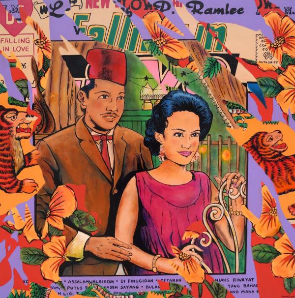 Fawwaz Sukri's 'Falling In Love With P. Ramlee' (acrylic on canvas, 2023). Photo: Handout 
