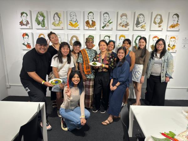 Chetti Melaka elder Rajah Jan (middle), better known as Uncle Rajah, poses with The Rojak Projek team and participants who attended a food workshop at the exhibition in GMBB KL recently. Photo: The Rojak Projek  