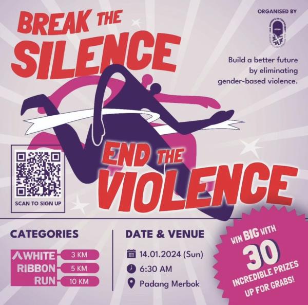 The theme of this year's White Ribbon Run is 'Break the silence, end of the violence'. Photo: AWAM