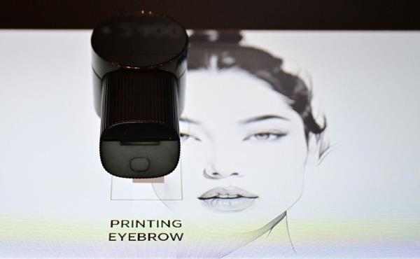 The 3D shu:brow, from She uemura, part of L’Oreal, which enables users to craft custom 3D brows at home in mere seconds, on display at L'Oreal on January 7, 2024 at the 2024 Co<em></em>nsumer Electro<em></em>nics Show (CES) in Las Vegas, Nevada. — AFP