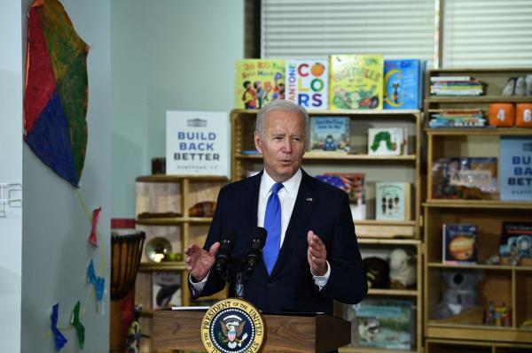 US President Joe Biden promotes his Build Back Better Agenda, highlighting the im<em></em>portance of investing in childcare during a speech at the Capitol Child Development Center in Hartford, Co<em></em>nnecticut in 2021. — BRENDAN SMIALOWSKI/AFP via Getty Images/TNS