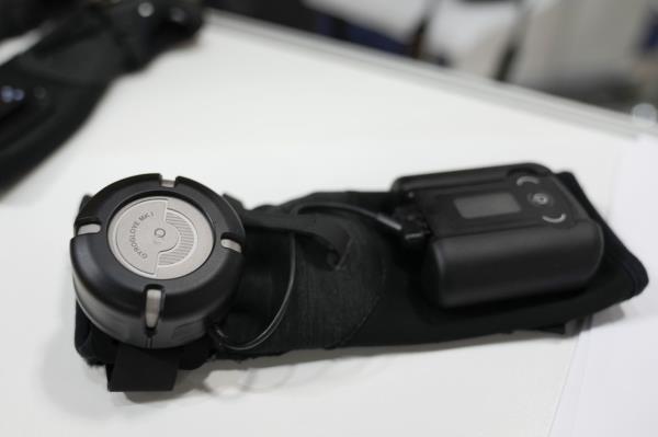 The GyroGear, a wearable glove that is intended to help those with hand tremors, is displayed during the CES tech show on Jan 10, 2024, in Las Vegas. — AP