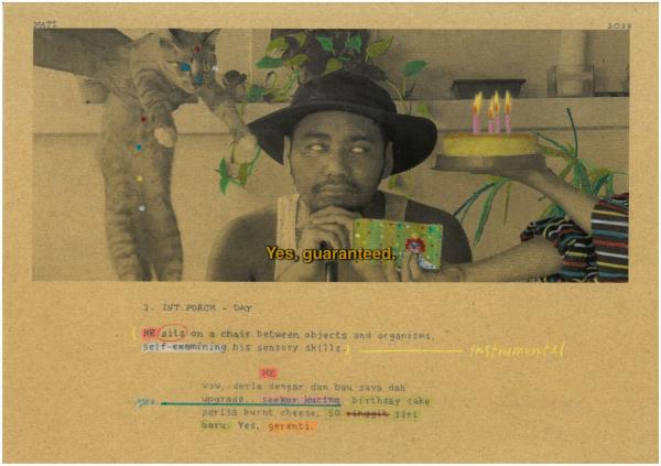 MATI's 'Andtologi Masa 2, 2023' uses coloured pencils and highlighters on photograph prints. Photo: A.P Art Gallery