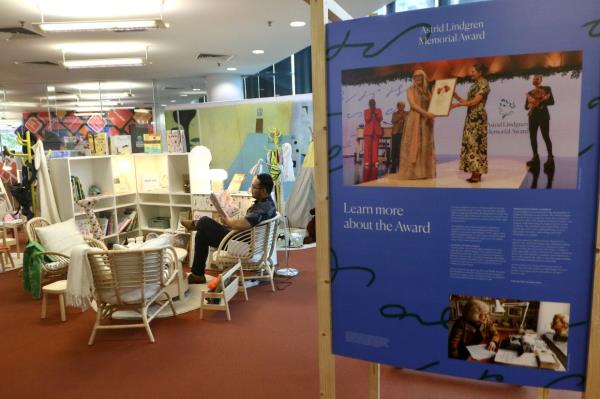 A view of the cosy Swedish-inspired 'Jom Kita Bincang' children's book exhibition at the Raja Tun Uda Library in Shah Alam. Photo: The Star/Faihan Ghani