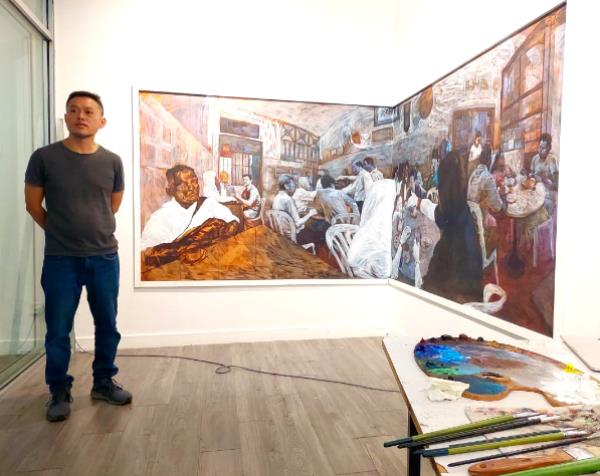 Visitors can check out artist Gan Chin Lee's 'Open Studio' at the National Art Gallery in KL this weekend, where he is putting the finishing touches to his new work 'Chong Kok Kopitiam', which celebrates the beloved coffeeshop in Klang, Selangor. Photo: Tan Hui Koon 