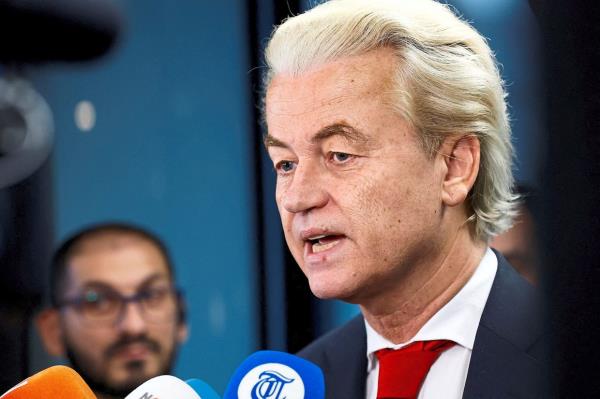 Wilders speaking during a press conference. Support for his Party for Freedom has more than doubled since the last Dutch election in 2021. — Reuters