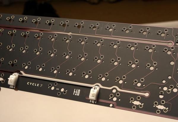 A PCB with a stabiliser for the spacebar installed. — AZLINA ABDULLAH/The Star