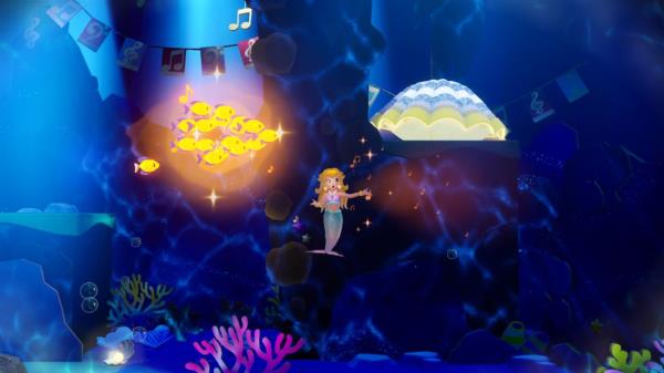 Mermaid Peach sings and controls marine life under the sea in 'Princess Peach: Showtime!'