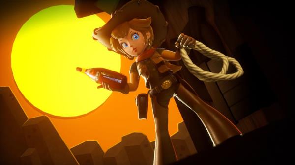 Cowgirl Peach is a role wher<em></em>e she uses a lasso to defeat foes in 'Princess Peach: Showtime!'