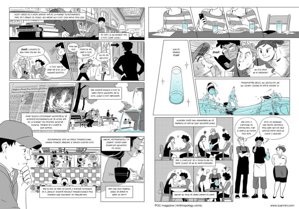 Nini was commissio<em></em>ned by docu<em></em>mentary comics magazine POC to make this comic featuring anthropological research on water. Here, Nini illustrated a story a<em></em>bout an anthropologist’s journey in discovering the phenomenon of free tap service in New York. Photo: Tuan Nini