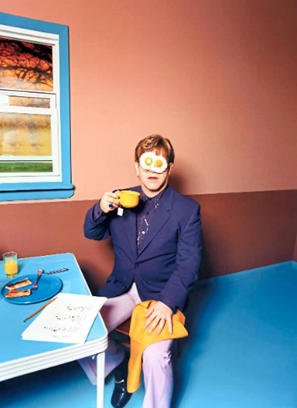 'Elton John: Egg On His Face', photographed by David LaChapelle in New York in 1999. Photo: Victoria and Albert Museum 