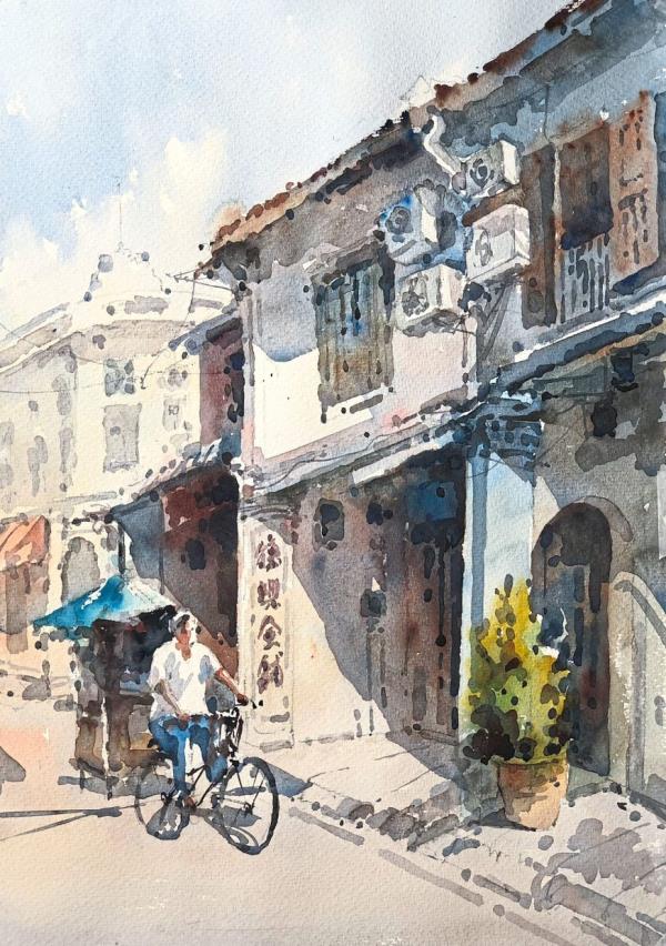 Lee’s 'Morning Ride (Jalan Hang Kasturi)', a glimpse of Melaka without the weekend tour buses. Photo: Lee Wee Xian