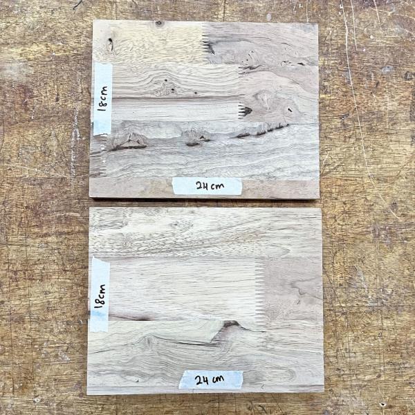 Let’s start by grabbing our materials! You’ll need two pieces of wood, each measuring 24cm x 18cm. You can make it bigger or smaller based on your preference. These will form the base and back of our docking station. 