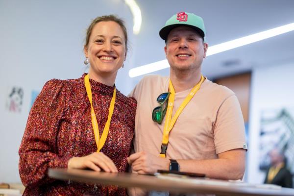 Lettenmeyer (left) and Luers (right) from Munich take part in the annual meeting for gifted people where participants meet to exchange ideas and attend lectures.