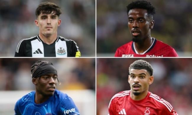 Clockwise from top left: Tino Livramento, Angel Gomes, Morgan Gibbs-White and Noni Madueke.