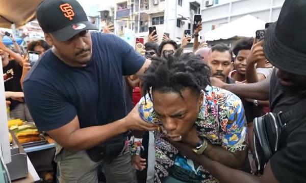 Speed had a scary moment when he choked on durian seed. — Screengrab from YouTube/IShowSpeed