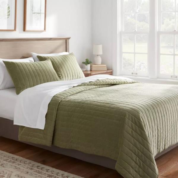 Threshold's velvet channel-stitch quilt