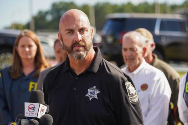 Barrow County Sheriff Jud Smith speaks to the media after Wednesday's shooting at Apalachee High School.