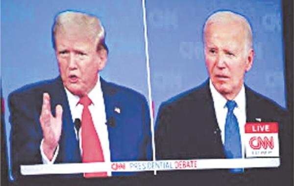  A screen grab of the CNN presidential debate in June after which Joe Biden dropped out of the race.—Reuters 