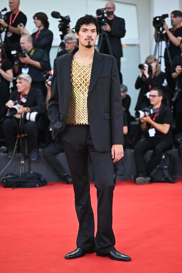 Jude Law poses on the red carpet during the Venice Film Festival on August 31, 2024.