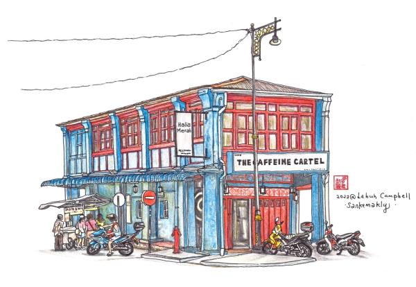 An illustration of Lebuh Campbell’s The Caffeine Cartel building. Photo: Sankemakly