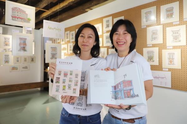 The artist duo behind Sankemakly: Sankema Tee Lee Hooi, (right) and Kly Then Yee Peng seen with their illustrations for their new book 'Old Houses Of George Town' at a recent launch event in Penang. Photo: Lim Beng Tatt/The Star 
