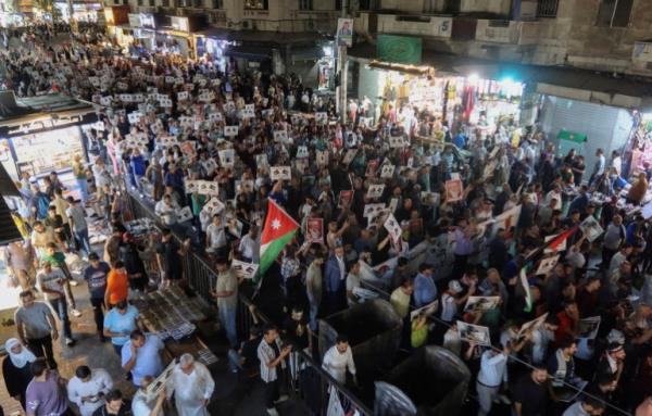 Demo<em></em>nstrators take part in a protest in support of Palestinians in Gaza, amid the o<em></em>ngoing co<em></em>nflict between Israel and Hamas, in Amman, Jordan August 23, 2024.