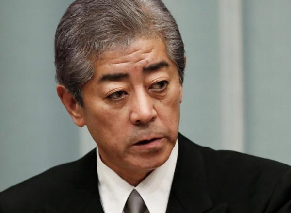 FILE PHOTO: Japan's Defence Minister Takeshi Iwaya attends a news co<em></em>nference in Tokyo