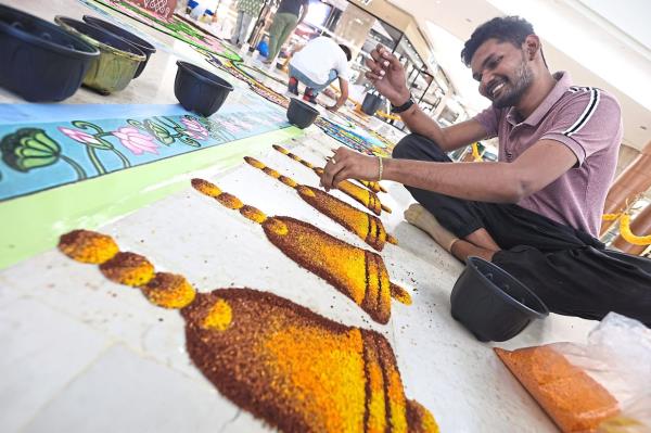 Kolams blend vibrant colours, intricate designs and cultural significance. Photo: The Star/Azman Ghani