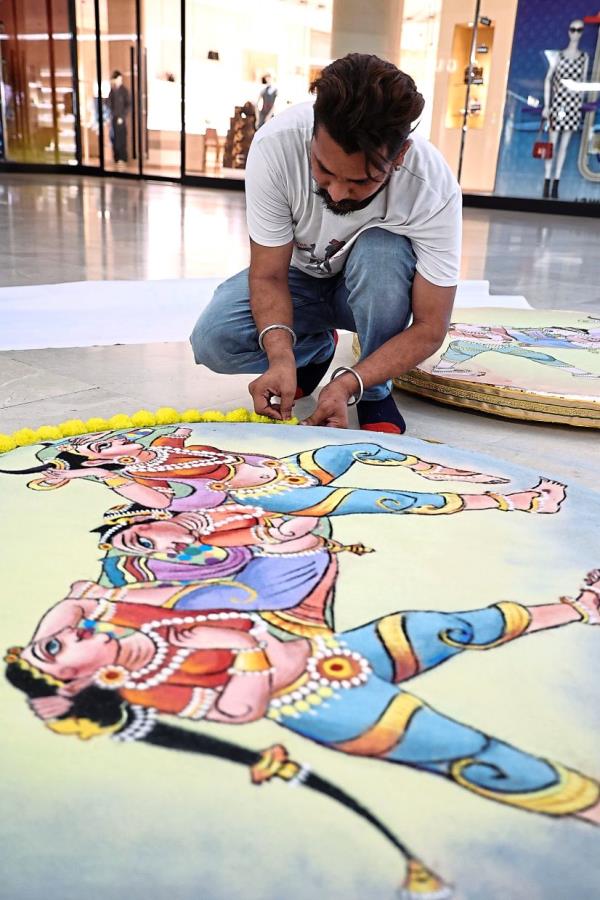 ‘Making kolam requires patience and creativity,’ says Ruben.