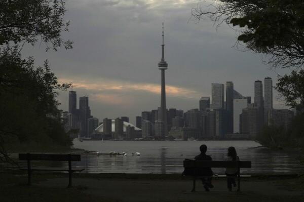 The Toro<em></em>nto skyline is seen from Wards Island in Toro<em></em>nto on Thursday, Sept. 19, 2024. (AP Photo/Angie Wang)
