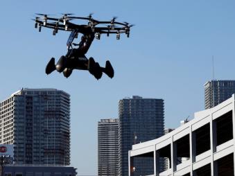 The single-seater 'Hexa' by Lift Aircraft makes a demo<em></em>nstration flight during the First Flight of Flying Cars in Tokyo showcase at Tokyo Big Sight on May 17, 2024. (Reuters)