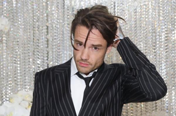 Liam Payne poses for camera in suit