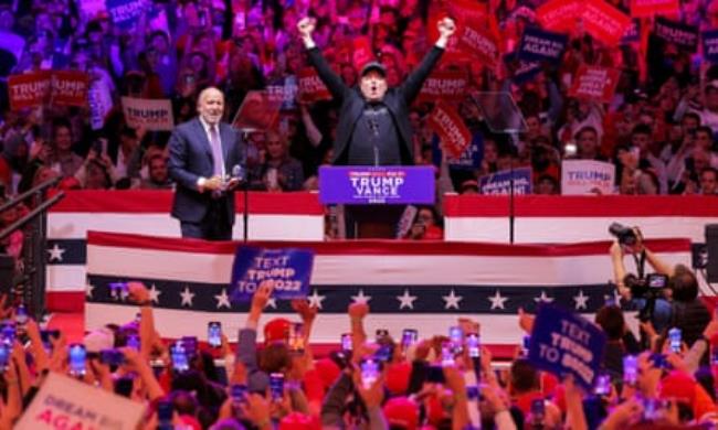 Elon Musk at a Do<em></em>nald Trump rally in New York City on Sunday.