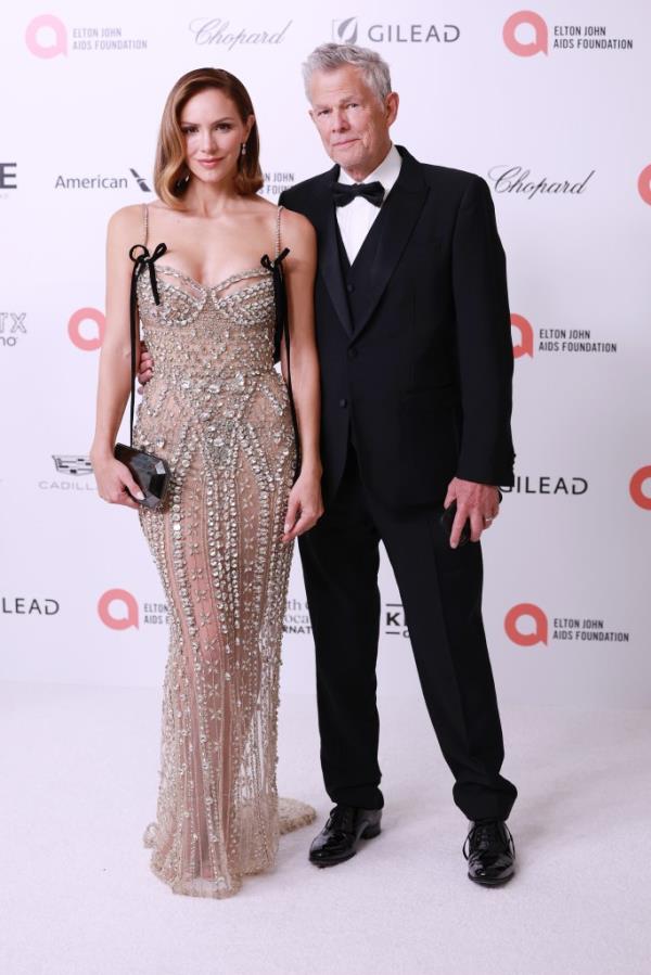 Katharine McPhee and David Foster at the 2024 Elton John AIDS Foundation event