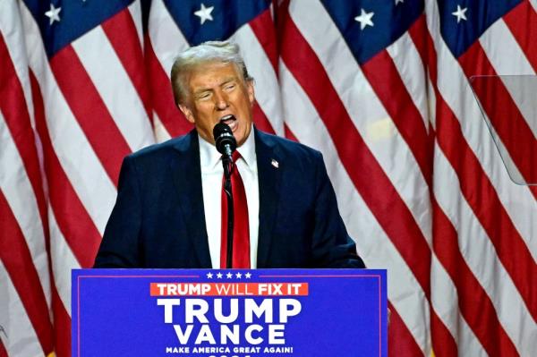 President-elect Do<em></em>nald Trump speaks during an election night event at the West Palm Beach Co<em></em>nvention Center in West Palm Beach, Florida,