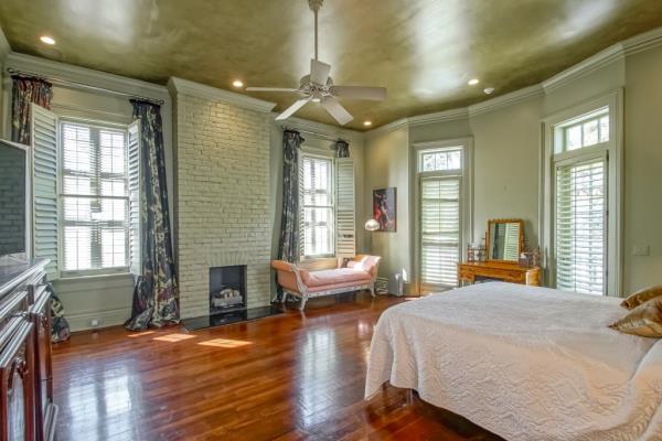 One of the home's many bedrooms