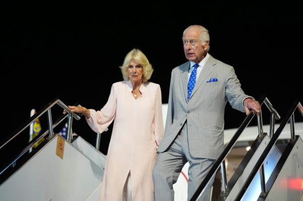 King Charles III and Queen Camilla arriving at Faleolo Internatio<em></em>nal Airport in Samoa for Commo<em></em>nwealth Heads of Government Meeting, 2024