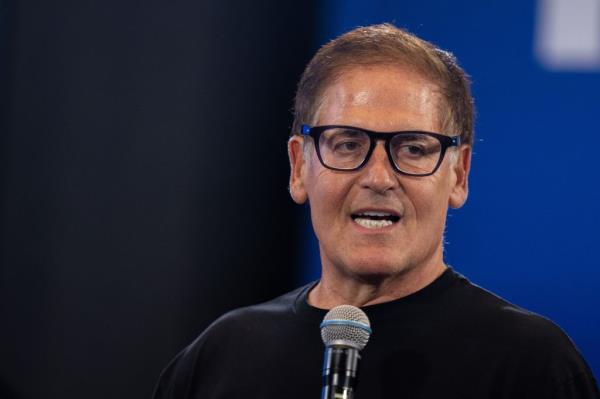 Mark Cuban answers questions during a small business town hall as part of the Harris-Walz campaign on October 31, 2024 in Atlanta, Georgia.