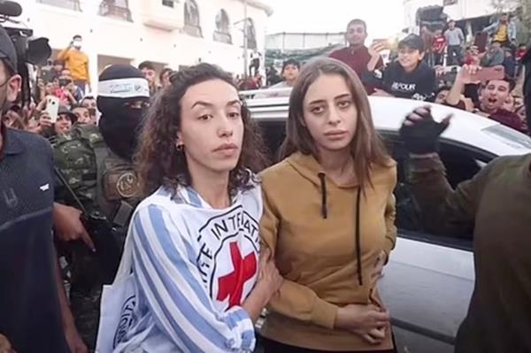 Schem getting released to the Internatio<em></em>nal Red Cross after being held hostage by Hamas for 54 days 