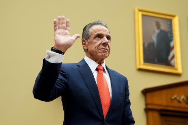 Andrew Cuomo, former governor of New York, is sworn in during a Select Subcommittee on the Coro<em></em>navirus Pandemic hearing in Washington, DC, US, on Tuesday, Sept. 10, 2024.