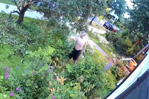 This is a still image from surveillance video showing Sawchak outside of his house.