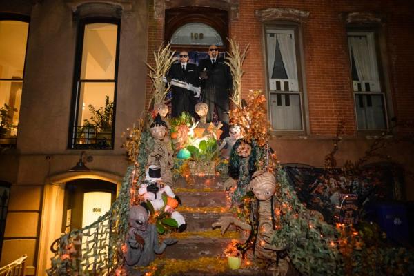Hallloween decorations at 106 Gates Avenue in Brooklyn. 