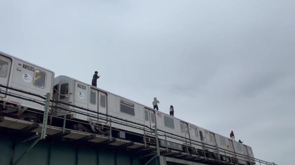 Queens subway surfers in April.