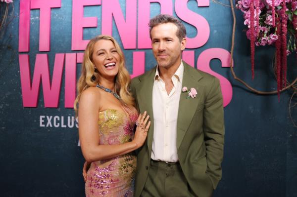 Canadian-US actor Ryan Reynolds and his wife US actress Blake Lively attend the New York premiere of 