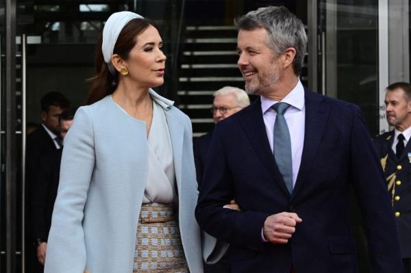 King Frederik X and Queen Mary of Denmark attending a reception at the Nordic embassy complex in Berlin, Germany