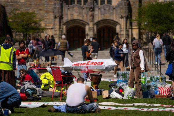 Pro-Palestinian demo<em></em>nstrators at Yale University