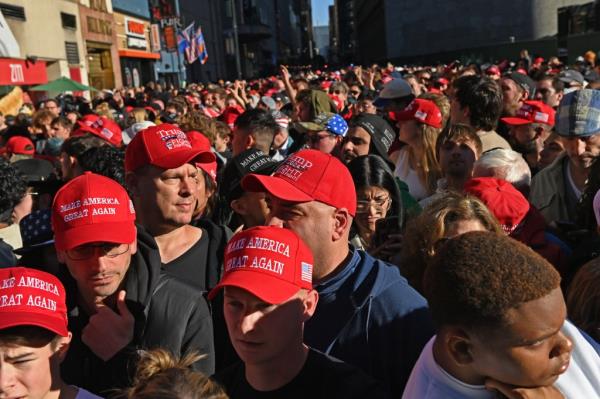 MAGA supporters packed ont the street waiting to enter MSG. 
