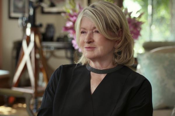 Martha Stewart in a black shirt appearing disco<em></em>ntented in a scene from her Netflix docu<em></em>mentary 'Martha.'