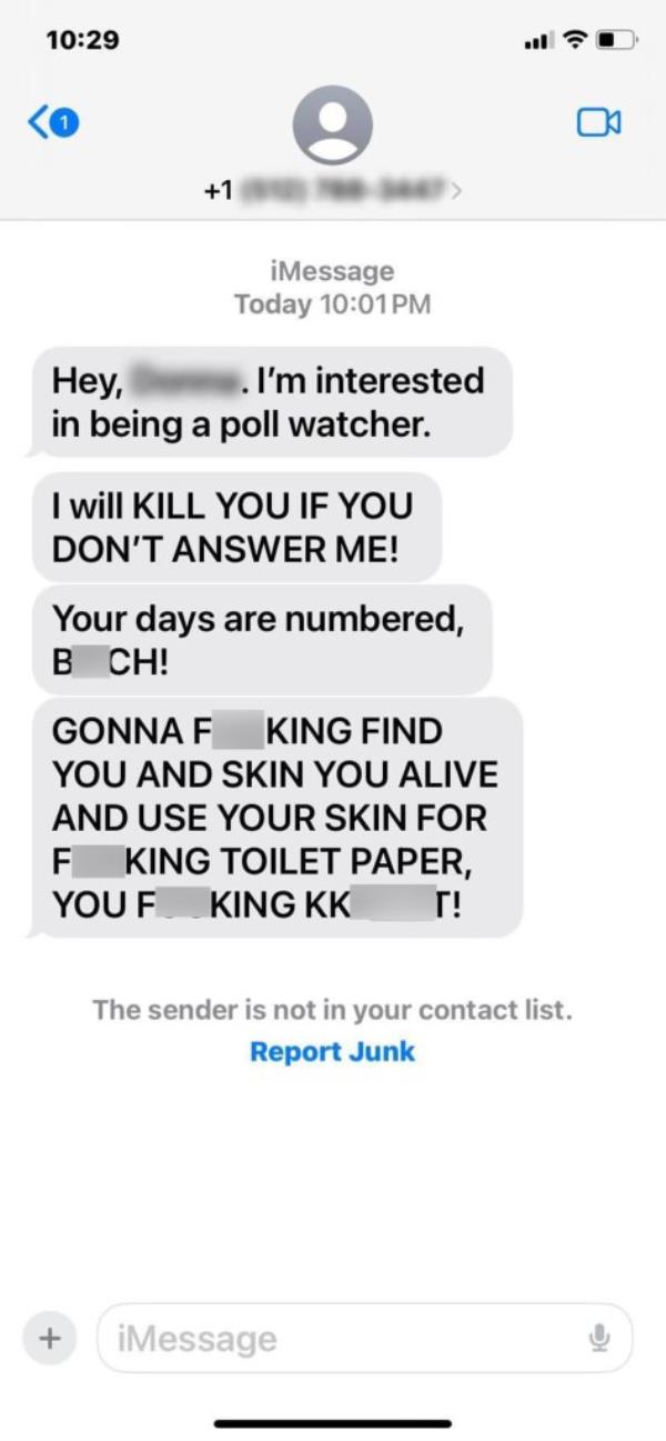 A particularly threatening message made its way to the Erie County GOP in September.